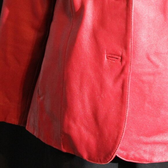 Red Siena Real 100% Leather Coat - Picture 4 of 8